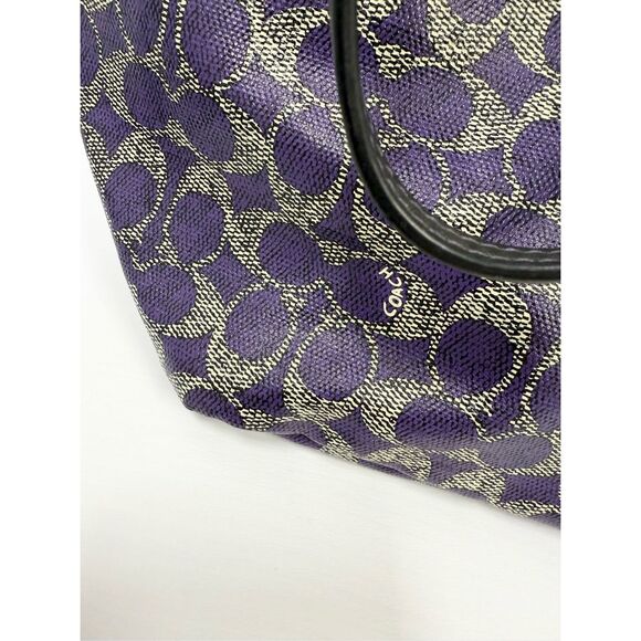 Coach Signature Coated Canvas Taxi Zip Top Tote Style 33504 Violet Purple - Picture 6 of 14